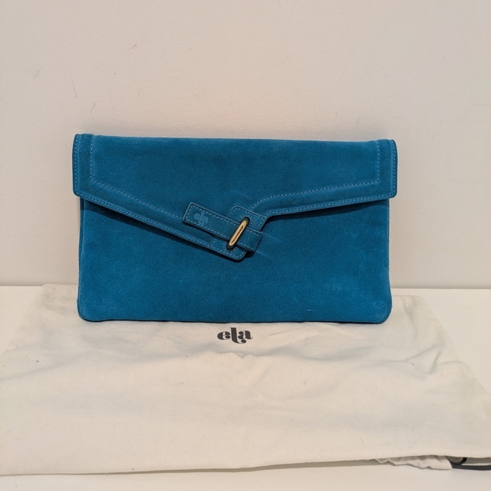Ela Blue Clutch Bag Suede